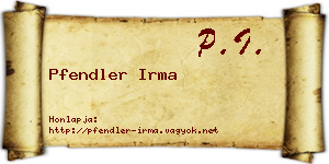 Pfendler Irma névjegykártya